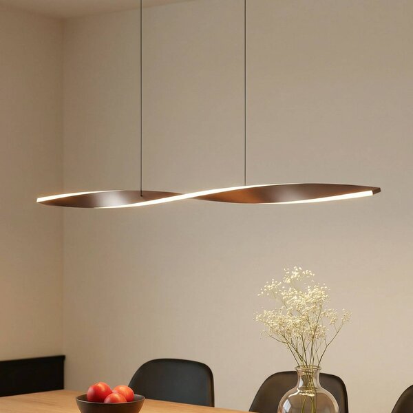 Lindby LED závesné svietidlo Jaren, čierne/hnedé, 100 cm,, Hnedá / hrdzavá, Obývacia izba / jedáleň, kov, Moderný