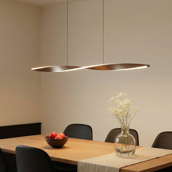 Lindby LED závesné svietidlo Jaren, čierne/hnedé, 100 cm,, Hnedá / hrdzavá, Obývacia izba / jedáleň, kov, Moderný