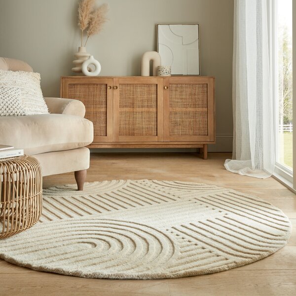 Flair Rugs, Kusový koberec Solace Zen Garden Natural kruh, 160x160 (priemer) kruh, béžová, obývacia izba