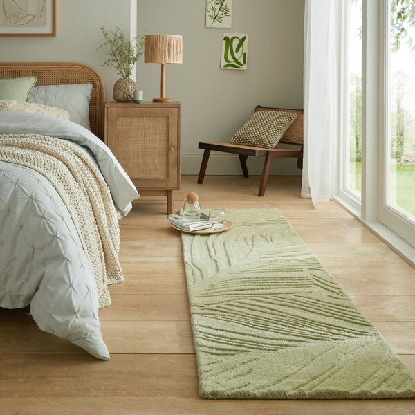 Flair Rugs , Behúň Solace Lino Leaf Sage, 60x230, zelená, chodba / predsieň