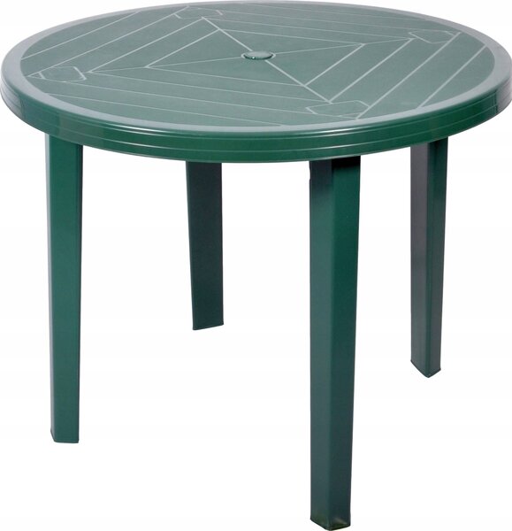 Okrúhly plastový záhradný stôl zelený 90 cm