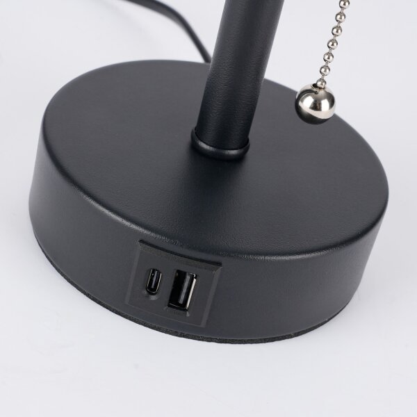Brilagi - Stolná lampa so USB portom TABLON 1xE27/25W/230V čierna/krémová