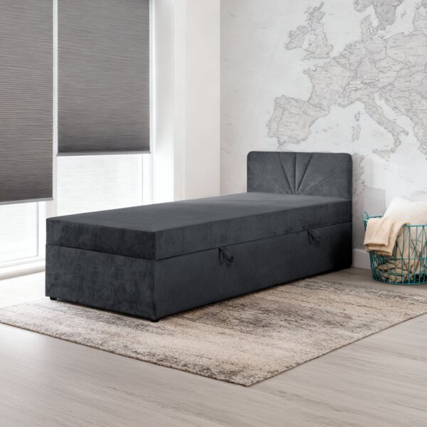 KONDELA Boxspringová posteľ, jednolôžko, sivá, 90x200, univerzálna, SUPA