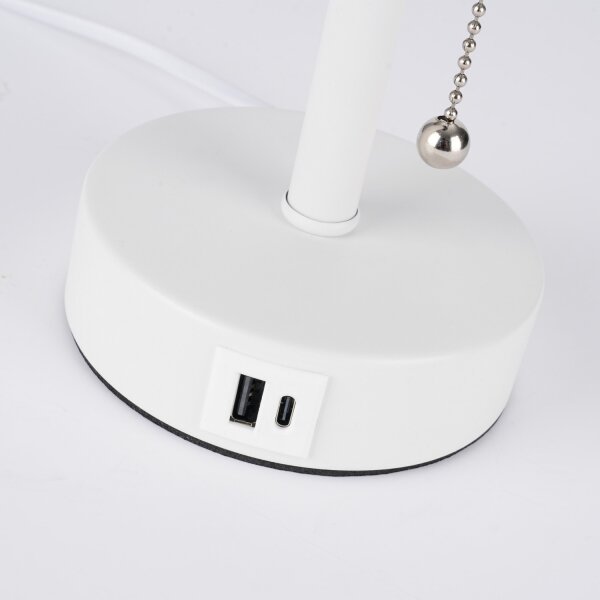 Brilagi - Stolná lampa s USB portom TABLON 1xE27/25W/230V biela/krémová
