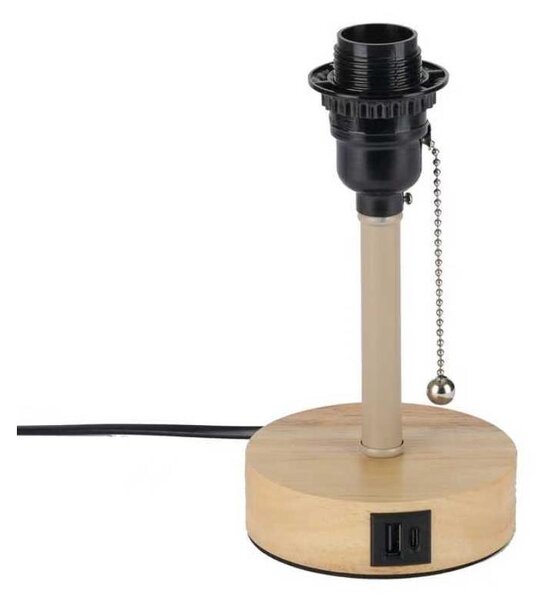 Brilagi - Stolná lampa s USB portom TABLON 1xE27/25W/230V dub/béžová