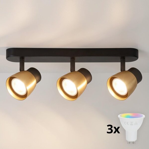 Brilagi - LED RGBW stmievateľné bodové svietidlo NUGGET 3xGU10/4,8W/230V čierna/zlatá