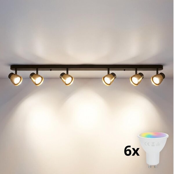 Brilagi - LED RGBW stlmiteľné bodové svietidlo NUGGET 6xGU10/6W/230V čierna/zlatá