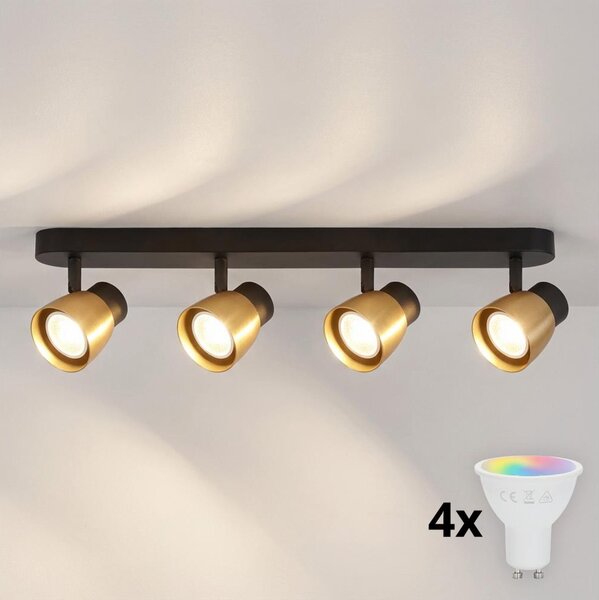 Brilagi - LED RGBW stmievateľné bodové svietidlo NUGGET 4xGU10/4,8W/230V čierna/zlatá
