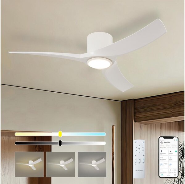 ZEVENTI - LED stropný ventilátor ORBITO LED/24W/230V Wi-Fi Tuya biely + diaľkové ovládanie