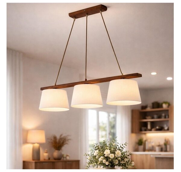 Závesný luster na lanku AIDA 3xE27/60W/230V pr. 25 cm dub/orech