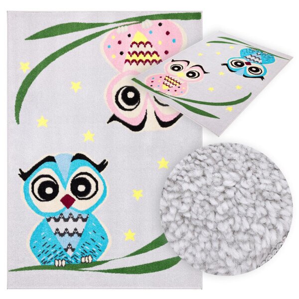 Koberec Agnella Funky Top Owl sivý