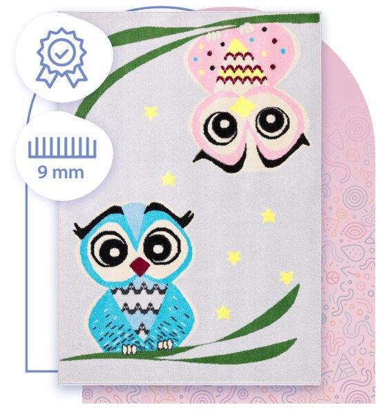 Koberec Agnella Funky Top Owl sivý