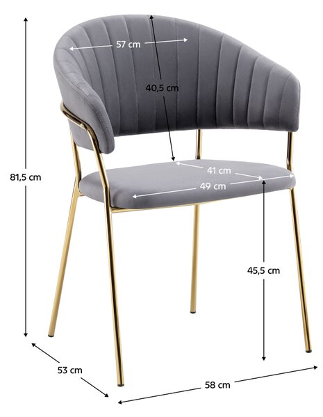 Kondela Dizajnové jedálenské kreslo, sivohnedá Velvet látka/gold chróm zlatý, DASMIN TYP 1