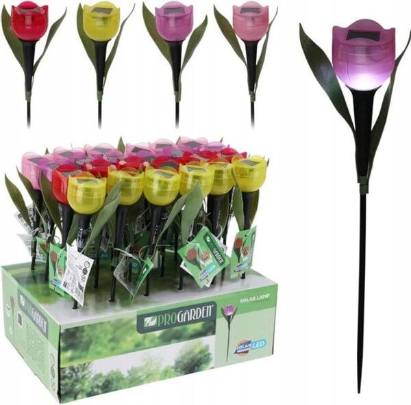 Farebná solárna lampa tulipán 30 cm, záhradné LED osvetlenie, vodotesná a šetrná k životnému prostrediu