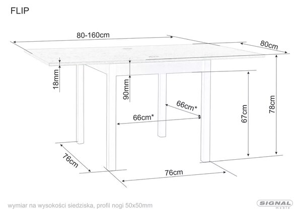 Signal Jedálenský rozkladací stôl Flip, 80-160cm, kašmír / cremona torro dub
