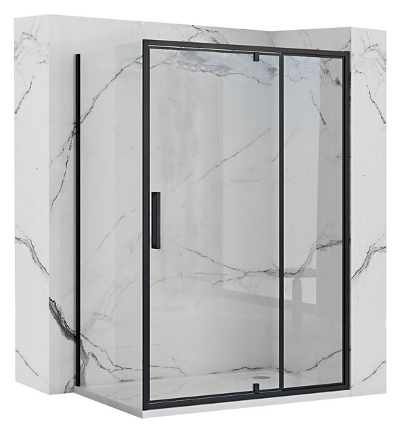 Sprchový kút REA RAPID SWING 80/dvere x 90/zástena cm, čierny/transparent - bez vaničky
