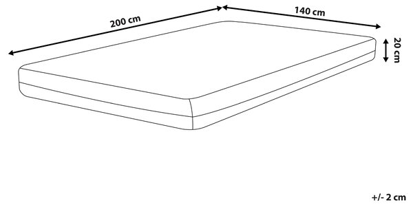 Matrac z pamäťovej peny biely 140 x 200 cm tvrdý so snímateľným poťahom na zips