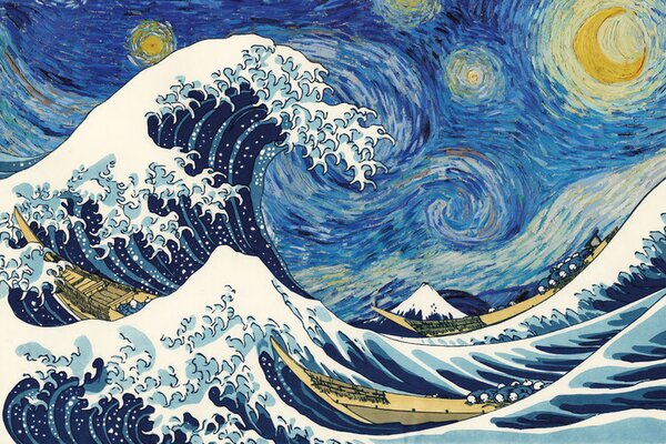 Obrazová reprodukcia Hokusai ft. van Gogh - The Great Wave, Katsushika Hokusai