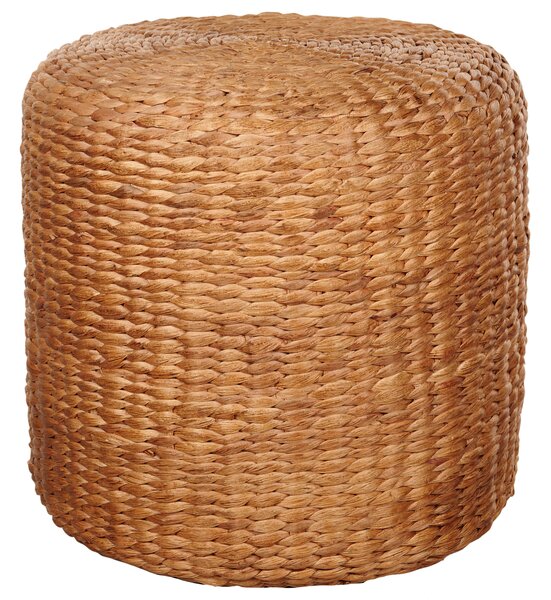 Puf prírodný svetlý z vodného hyacintu 40 cm polystyrénová výplň okrúhla taburetka v boho štýle
