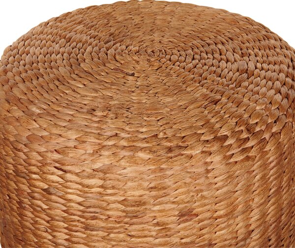 Puf prírodný svetlý z vodného hyacintu 40 cm polystyrénová výplň okrúhla taburetka v boho štýle