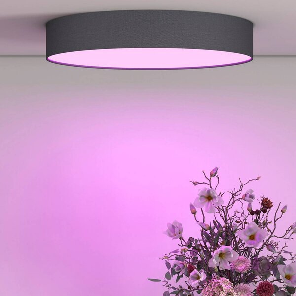 Calex Smart stropné LED svetlo Fabric, Ø 40 cm, RGBW, stmievateľné, Čierna, Obývacia izba / jedáleň, Plast, Moderný, Závesné svietidlo