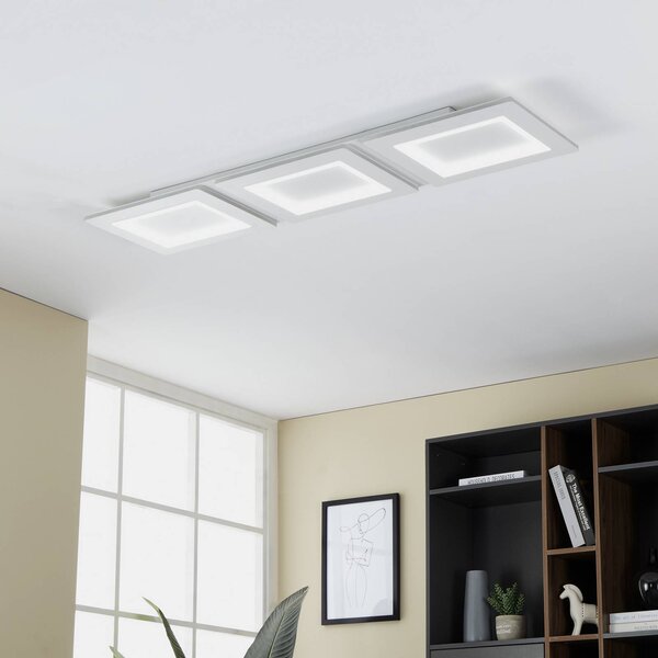EGLO connect LED stropné svietidlo Padrogiano-Z 3-light, 120 x 30 cm, Biela / opálová, Obývacia izba / jedáleň, kov, Moderný, Stropné svetlo