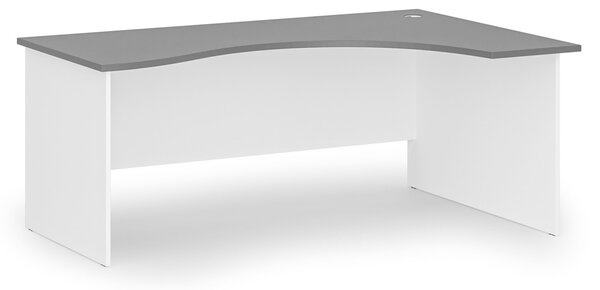 Ergonomický kancelársky písací stôl PRIMO WHITE, 180x120 cm, pravý, biela/grafit