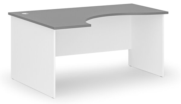 Ergonomický kancelársky písací stôl PRIMO WHITE, 160x120 cm, ľavý, biela/grafit