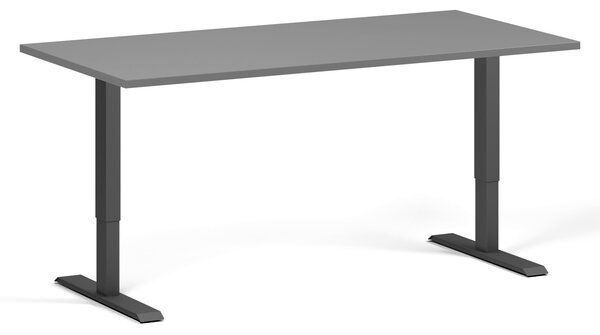 Výškovo nastaviteľný stôl, 160x80 cm, 1 motor, čierna podnož, grafit