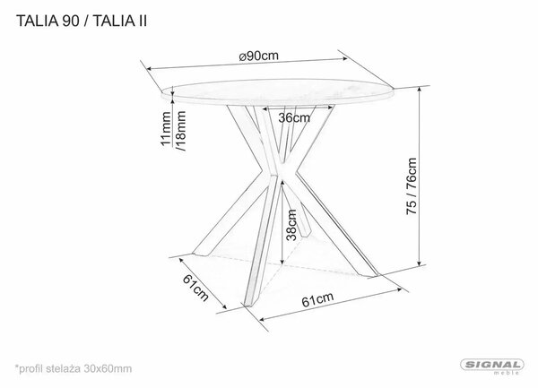 Signal TALIA konferenčný stolík FI90, TRAVERTINE/kašmír