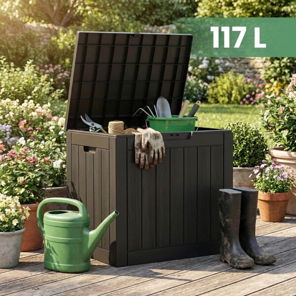 Záhradný úložny box čierny 117 L