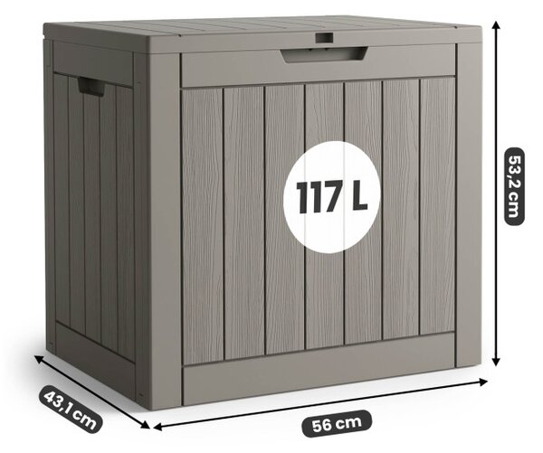 Záhradný úložny box sivý 117 L