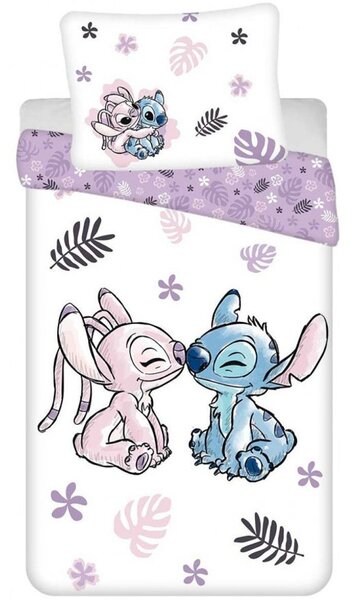 Bavlnené posteľné obliečky Lilo & Stitch - motív Stitch & Angel - 100% bavlna - 70 x 90 cm + 140 x 200 cm