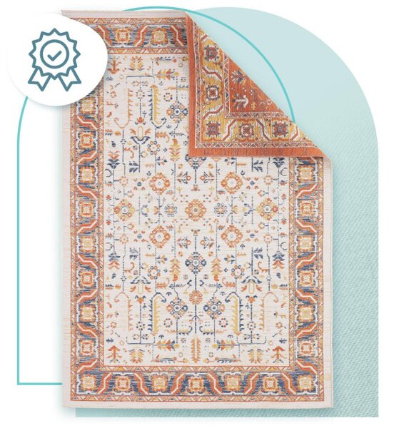 Šnúrkový obojstranný koberec ECHO FLORAL Ivory