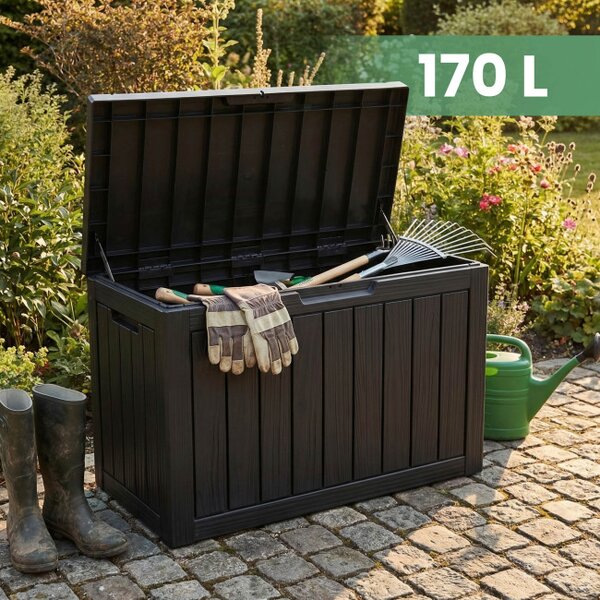 Záhradný úložny box čierny 170 L