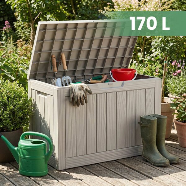 Záhradný úložny box sivý 170 L