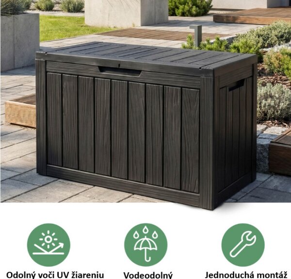 Záhradný úložny box čierny 170 L