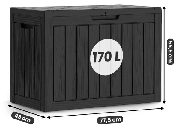Záhradný úložny box čierny 170 L