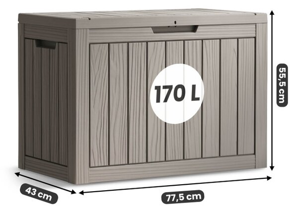 Záhradný úložny box sivý 170 L