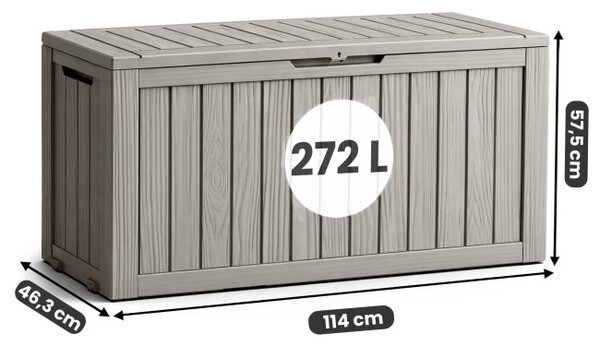Záhradný úložny box sivý 272 L