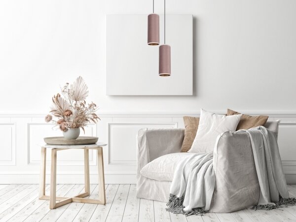 Luster na lanku AVALO 2xE27/60W/230V pr. 20 cm ružová/medená