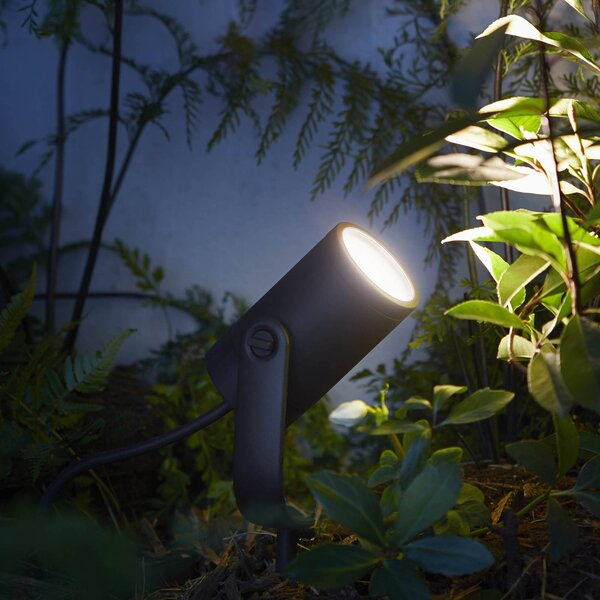 Philips Hue LED reflektor Lily, sada 3 ks, mostík, RGB, IP65, Čierna, Hliník, Moderný, Vonkajše bodové svietidlo / bodateľné do zeme