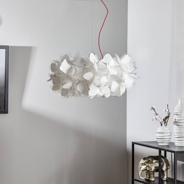 Slamp závesné svietidlo Clizia Mama Non Mama, Ø53cm, biela/červená, Biela / opálová, Obývacia izba / jedáleň, Plast, Dizajn, Závesné svietidlo