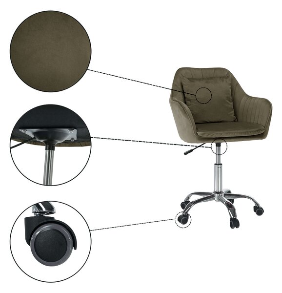 KONDELA Kancelárske kreslo, sivohnedá Taupe Velvet látka/chróm, KLIAN