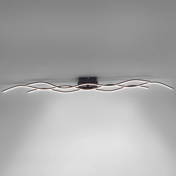 JUST LIGHT. GmbH Stropné LED svetlo Wave 3 000 K 137,5x16 cm čierna, Čierna, Obývacia izba / jedáleň, kov, Moderný, Stropné svetlo