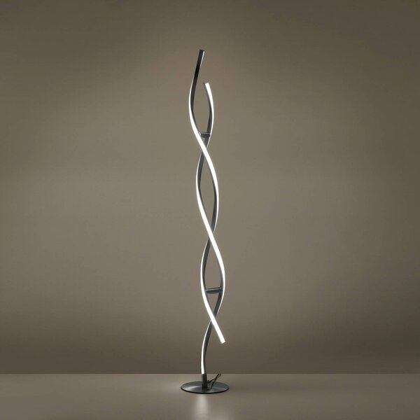 Stojaca LED lampa LOLAsmart Swing, Hliník / sivá / zinok, Obývacia izba / jedáleň, Hliník, Moderný