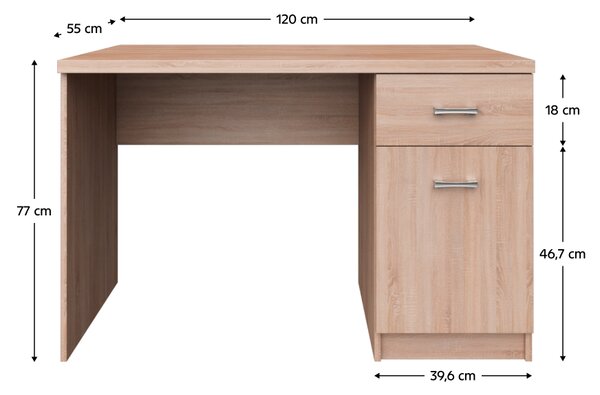 KONDELA PC stôl 1D1S/120, dub sonoma, TOPTY TYP 36