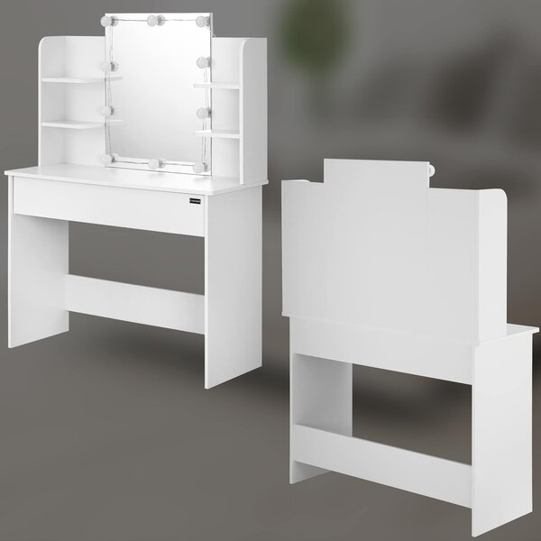 Toaletný stolík Lucia s LED osvetlením 140x110x40 cm - biely