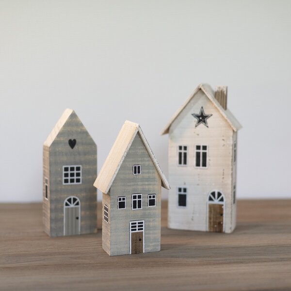 Dekorácia Snehový domček 19cm white grey