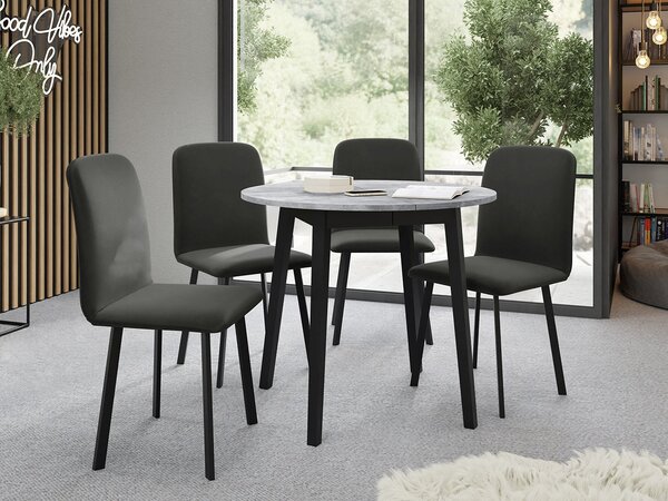 Mirjan24 Jedálensky set Kirtore S 90 so 4 stoličkami Lekoz, Farby:: biela / čierna, Dostupné poťahy: Amor Velvet 4322 5903211306365